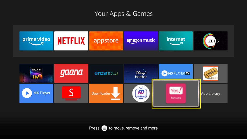 Yes Movies app on Fire tv and Firestick